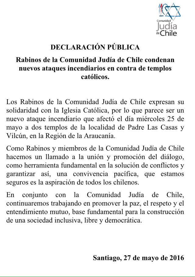 Declaración Rabinos Incendio Iglesias II